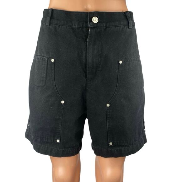 2Ful Women's Black High Waisted Wide Leg Utility Pockets Cargo Shorts Size M - Picture 1 of 5